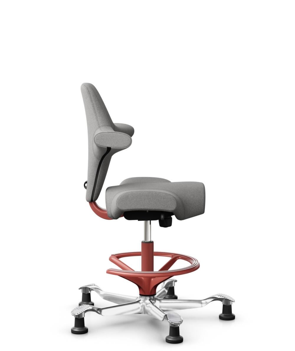 HÅG Capisco 8106 - Cura Loop (Gabriel) - Gerecycled Polyester - CLP60110 Light grey - Framekleur - Blush Rose - Gasveer - 265 mm (Zithoogte 53-79cm) - Vloercontact - Glijdoppen - Voetenring - Ja, in framekleur - Voetster - Ja, voetster in gepolijst alu... - 2
