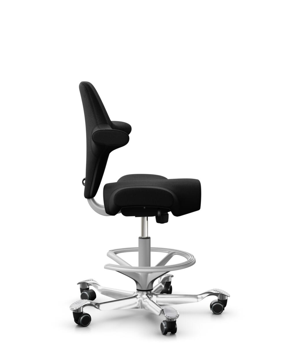 HÅG Capisco 8106 - Cura Loop (Gabriel) - Gerecycled Polyester - CLP60999 Black - Framekleur - Zilver - Gasveer - 265 mm (Zithoogte 53-79cm) - Vloercontact - Harde wielen t.b.v. zachte vloeren - Voetenring - Ja, in framekleur - Voetster - Ja, voetster i... - 2