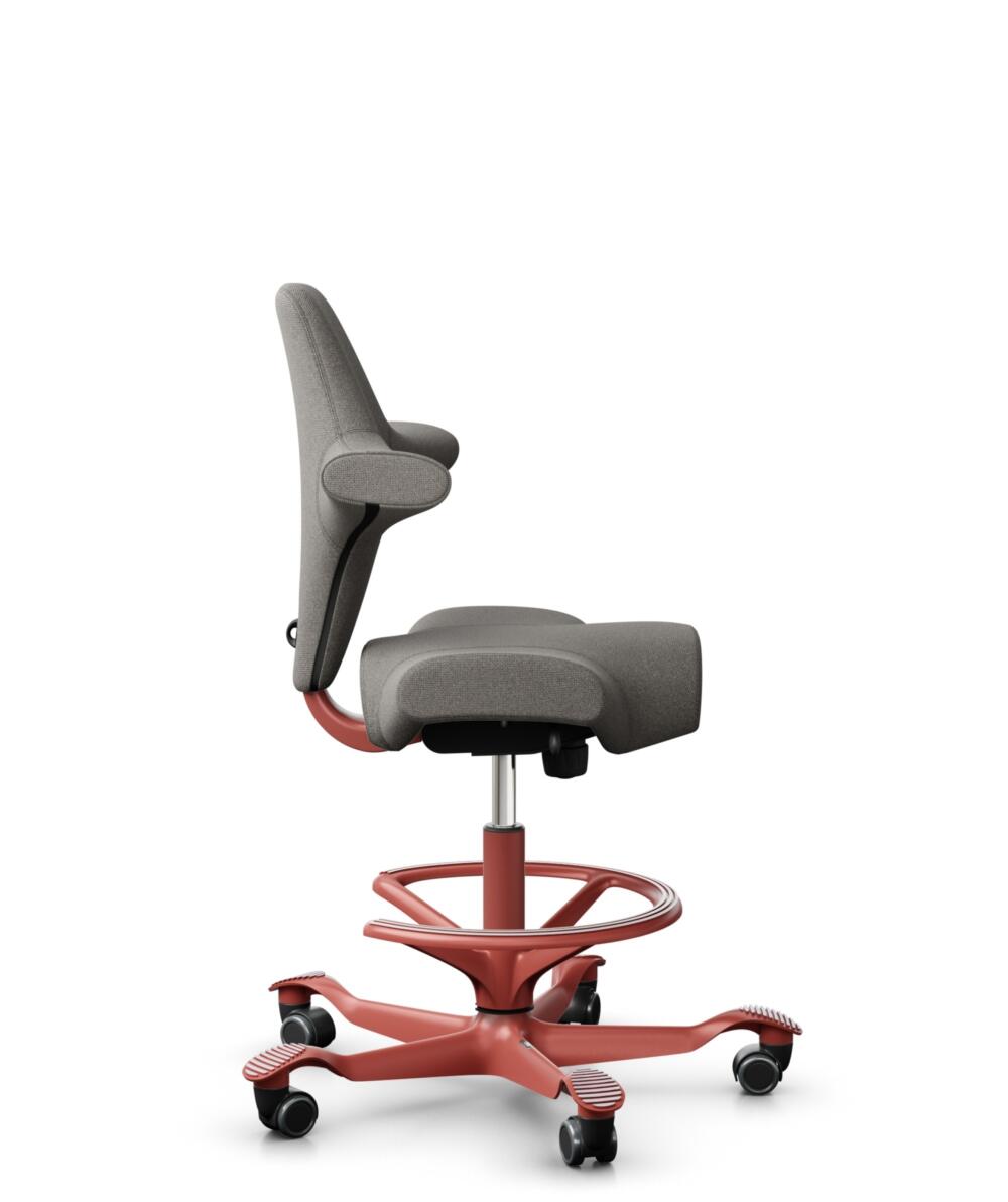 HÅG Capisco 8106 - Cura Loop (Gabriel) - Gerecycled Polyester - CLP61168 Beige-grey - Framekleur - Blush Rose - Gasveer - 200 mm (Zithoogte 46-64cm) - Vloercontact - Harde wielen t.b.v. zachte vloeren - Voetenring - Ja, in framekleur - Voetster - Nee, ... - 2