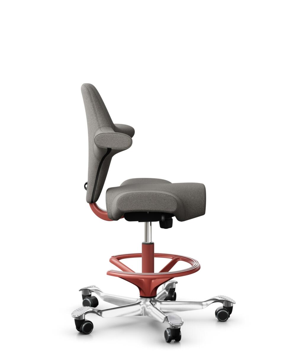 HÅG Capisco 8106 - Cura Loop (Gabriel) - Gerecycled Polyester - CLP61168 Beige-grey - Framekleur - Blush Rose - Gasveer - 265 mm (Zithoogte 53-79cm) - Vloercontact - Zachte wielen t.b.v. harde vloeren - Voetenring - Ja, in framekleur - Voetster - Ja, v... - 2