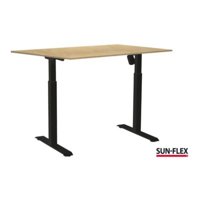 SUN-FLEX® EASYDESK ADAPT VI Sitz-Steh-Schreibtisch mit schwarzem Gestell und Birkenplatte 120x80 cm