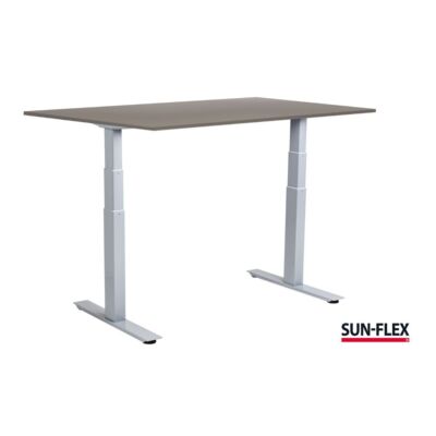 SUN-FLEX® EASYDESK ADAPT VI biurko regulowane biały aluminiowy stelaż szary blat 120x80 cm