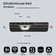 Centric mouse | Contour Rollermouse Red | Black | Silver | Wireless thumbnail