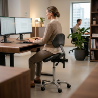 Tabouret ergonomique Score Jumper avec dossier – Stamskin Noir thumbnail