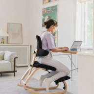 Variér Thatsit Balans Kniestoel met Rugleuning – Naturel/Zwart thumbnail