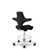 HÅG Capisco 8106 - Xtreme (Camira) - Polyester recyclé - EXR009 - Black - Blanc - 200 mm (hauteur d’assise 46–64 cm) - Roues dures pour sols souples thumbnail