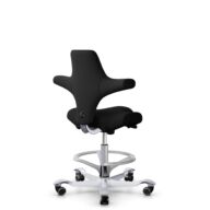 HÅG Capisco 8106 - Xtreme (Camira) - Recyceltes Polyester - EXR009 - Black - Silber - 200 mm (Sitzhöhe 46-64cm) - Harte Rollen für weiche Böden thumbnail