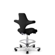 HÅG Capisco 8106 - Xtreme (Camira) - Polyester recyclé - EXR009 - Black - Argent - 265 mm (hauteur d’assise 53–79 cm) - Roues dures pour sols souples thumbnail