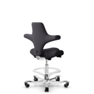 HÅG Capisco 8106 - Xtreme (Camira) - Polyester recyclé - EXR145 - Charcoal - Blanc - 265 mm (hauteur d’assise 53–79 cm) - Roues souples pour sols durs thumbnail