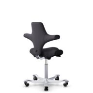 HÅG Capisco 8106 - Xtreme (Camira) - Recyceltes Polyester - EXR145 - Charcoal - Silber - 150mm (Sitzhöhe 40-55cm) - Harte Rollen für weiche Böden thumbnail