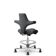 HÅG Capisco 8106 - Select (Gabriel) - Laine / Polyamide - SC60134 Dark Grey - Argent - 265 mm (hauteur d’assise 53–79 cm) - Patins thumbnail