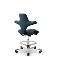 HÅG Capisco 8106 - Select (Gabriel) - Laine / Polyamide - SC66194 - Blue - Argent - 200 mm (hauteur d’assise 46–64 cm) - Roues souples pour sols durs thumbnail