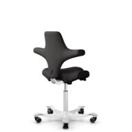 HÅG Capisco 8106 - Capture (Gabriel) - Laine / Polyamide - CPT5501 - Charcoal - Blanc - 150 mm (hauteur d’assise 40–55 cm) - Roues dures pour sols souples thumbnail