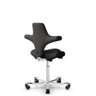 HÅG Capisco 8106 - Capture (Gabriel) - Laine / Polyamide - CPT5501 - Charcoal - Blanc - 150 mm (hauteur d’assise 40–55 cm) - Roues souples pour sols durs thumbnail