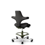 HÅG Capisco 8106 - Capture (Gabriel) - Laine / Polyamide - CPT5501 - Charcoal - Moss Grey - 200 mm (hauteur d’assise 46–64 cm) - Roues souples pour sols durs thumbnail