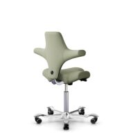 HÅG Capisco 8106 - Capture (Gabriel) - Laine / Polyamide - CPT5101 - Green-grey - Argent - 150 mm (hauteur d’assise 40–55 cm) - Roues souples pour sols durs thumbnail