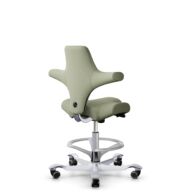 HÅG Capisco 8106 - Capture (Gabriel) - Laine / Polyamide - CPT5101 - Green-grey - Argent - 200 mm (hauteur d’assise 46–64 cm) - Roues souples pour sols durs thumbnail