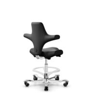 HÅG Capisco 8106 - Puxx 1 (Oniro) - Similicuir en polyuréthanes - PU215816 - Black - Blanc - 200 mm (hauteur d’assise 46–64 cm) - Roues dures pour sols souples thumbnail