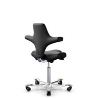 HÅG Capisco 8106 - Puxx 1 (Oniro) - Cuero sintético de poliuretano - PU215816 - Black - Silver - 150mm (seat height 40–55cm) - Soft castors for hard floors thumbnail
