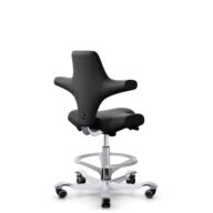 HÅG Capisco 8106 - Illusion 3.0 (Nevotex) - Polyurethan-Kunstleder - ILU3110 - Black - Silber - 265 mm (Sitzhöhe 53-79cm) - Harte Rollen für weiche Böden thumbnail