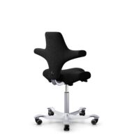 HÅG Capisco 8106 - Sirdal (GU) - Wool - SRD190 Black - Silver - 150mm (seat height 40–55cm) - Hard castors for soft floors thumbnail