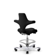 HÅG Capisco 8106 - Sirdal (GU) - Laine - SRD190 Black - Argent - 200 mm (hauteur d’assise 46–64 cm) - Roues souples pour sols durs thumbnail