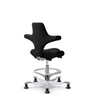 HÅG Capisco 8106 - Sirdal (GU) - Wool - SRD190 Black - Silver - 265 mm (seat height 53-79cm) - Glides thumbnail