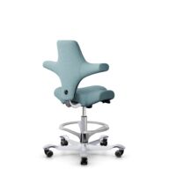 HÅG Capisco 8106 - Sirdal (GU) - Laine - SRD730 Blue - Argent - 200 mm (hauteur d’assise 46–64 cm) - Roues souples pour sols durs thumbnail