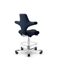 HÅG Capisco 8106 - Sirdal (GU) - Wool - SRD780 Dark blue - White - 265 mm (seat height 53-79cm) - Hard castors for soft floors thumbnail