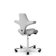 HÅG Capisco 8106 - Steelcut Trio 3 (Kvadrat) - Laine / Polyamide - STT133 - Light grey - Blanc - 265 mm (hauteur d’assise 53–79 cm) - Roues souples pour sols durs thumbnail