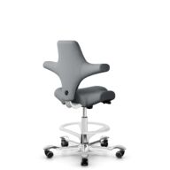 HÅG Capisco 8106 - Steelcut Trio 3 (Kvadrat) - Wol / Polyamide - STT153 - Grey - Framekleur - Wit - Gasveer - 265 mm (Zithoogte 53-79cm) - Vloercontact - Zachte wielen t.b.v. harde vloeren - Voetenring - Ja, in framekleur - Voetster - Ja, voetster in g... thumbnail