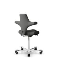 HÅG Capisco 8106 - Steelcut Trio 3 (Kvadrat) - Laine / Polyamide - STT383 - Charcoal - Blanc - 150 mm (hauteur d’assise 40–55 cm) - Roues dures pour sols souples thumbnail