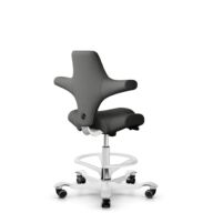 HÅG Capisco 8106 - Steelcut Trio 3 (Kvadrat) - Laine / Polyamide - STT383 - Charcoal - Blanc - 200 mm (hauteur d’assise 46–64 cm) - Roues souples pour sols durs thumbnail