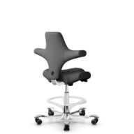 HÅG Capisco 8106 - Steelcut Trio 3 (Kvadrat) - Laine / Polyamide - STT383 - Charcoal - Blanc - 265 mm (hauteur d’assise 53–79 cm) - Roues dures pour sols souples thumbnail