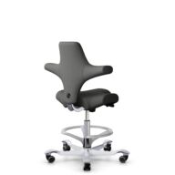 HÅG Capisco 8106 - Steelcut Trio 3 (Kvadrat) - Laine / Polyamide - STT383 - Charcoal - Argent - 265 mm (hauteur d’assise 53–79 cm) - Roues dures pour sols souples thumbnail