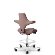 HÅG Capisco 8106 - Steelcut Trio 3 (Kvadrat) - Wool / Polyamide - STT645 - Dusty red - White - 265 mm (seat height 53-79cm) - Soft castors for hard floors thumbnail