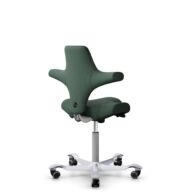 HÅG Capisco 8106 - Steelcut Trio 3 (Kvadrat) - Laine / Polyamide - STT966 Brown grey - Argent - 200 mm (hauteur d’assise 46–64 cm) - Roues souples pour sols durs thumbnail