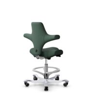 HÅG Capisco 8106 - Steelcut Trio 3 (Kvadrat) - Laine / Polyamide - STT966 Brown grey - Argent - 265 mm (hauteur d’assise 53–79 cm) - Roues souples pour sols durs thumbnail