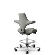 HÅG Capisco 8106 - Paloma Soft (Wollsdorf) - Cuero semi-anilina - ATG55115 - Warm grey - Silver - 200 mm (seat height 46-64cm) - Soft castors for hard floors thumbnail
