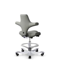HÅG Capisco 8106 - Paloma Soft (Wollsdorf) - Semi-aniline leather - ATG55115 - Warm grey - Silver - 265 mm (seat height 53-79cm) - Hard castors for soft floors thumbnail