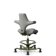 HÅG Capisco 8106 - Paloma Soft (Wollsdorf) - Semi-aniline leather - ATG55115 - Warm grey - Moss Grey - 200 mm (seat height 46-64cm) - Glides thumbnail