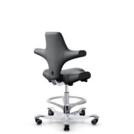HÅG Capisco 8106 - Paloma Soft (Wollsdorf) - Semi-Anilinleder - ATG55206 - Grey - Silber - 265 mm (Sitzhöhe 53-79cm) - Harte Rollen für weiche Böden thumbnail