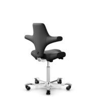 HÅG Capisco 8106 - Paloma Soft (Wollsdorf) - Cuir semi-aniline - PL56100 Black - Blanc - 150 mm (hauteur d’assise 40–55 cm) - Roues souples pour sols durs thumbnail