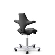 HÅG Capisco 8106 - Paloma Soft (Wollsdorf) - Cuir semi-aniline - PL56100 Black - Argent - 200 mm (hauteur d’assise 46–64 cm) - Roues souples pour sols durs thumbnail