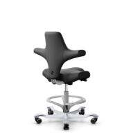 HÅG Capisco 8106 - Paloma Soft (Wollsdorf) - Semi-aniline leather - PL56100 Black - Silver - 265 mm (seat height 53-79cm) - Soft castors for hard floors thumbnail
