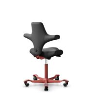HÅG Capisco 8106 - Paloma Soft (Wollsdorf) - Semi-aniline leather - PL56100 Black - Blush Rose - 150mm (seat height 40–55cm) - Hard castors for soft floors thumbnail