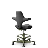 HÅG Capisco 8106 - Paloma Soft (Wollsdorf) - Cuero semi-anilina - PL56100 Black - Moss Grey - 200 mm (seat height 46-64cm) - Glides thumbnail