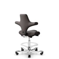 HÅG Capisco 8106 - Elmosoft (Elmo) - Semi-aniline leather - EL93068 - Dark brown - White - 200 mm (seat height 46-64cm) - Hard castors for soft floors thumbnail