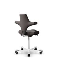 HÅG Capisco 8106 - Elmosoft (Elmo) - Semi-aniline leather - EL93068 - Dark brown - White - 200 mm (seat height 46-64cm) - Soft castors for hard floors thumbnail