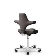 HÅG Capisco 8106 - Elmosoft (Elmo) - Semi-Anilinleder - EL93068 - Dark brown - Weiß - 265 mm (Sitzhöhe 53-79cm) - Weiche Rollen für harte Böden thumbnail